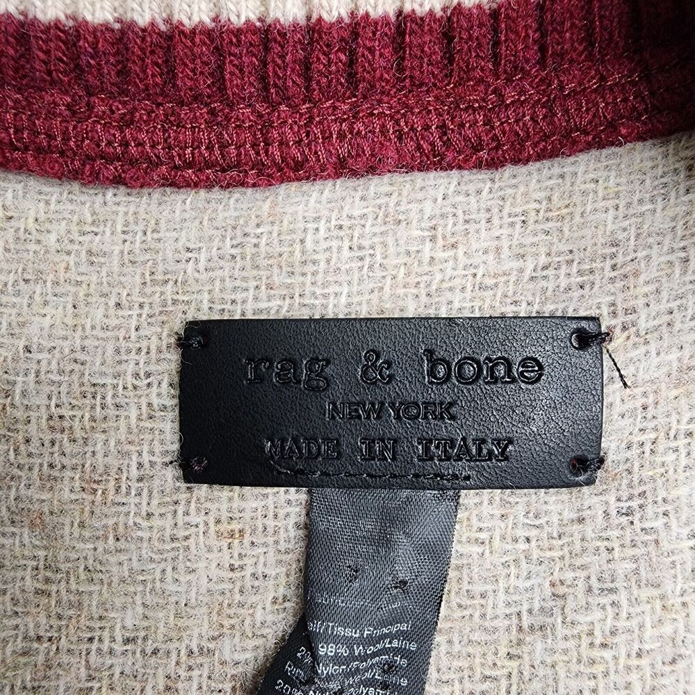 RAG & BONE Maroon Varsity Full Zip Wool Poncho Cape $450 One Size - Picture 5 of 9